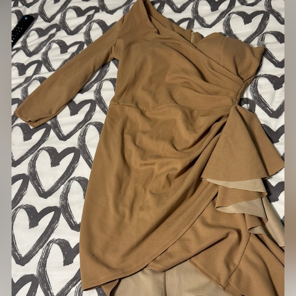 Chic Tan Long Sleeve Dress